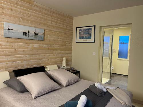 Ένα ή περισσότερα κρεβάτια σε δωμάτιο στο Chambres d hôtes Villa Anani Cosson alex