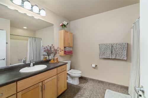 a bathroom with a sink and a toilet at Beautiful cozy suit in downtown in San Diego