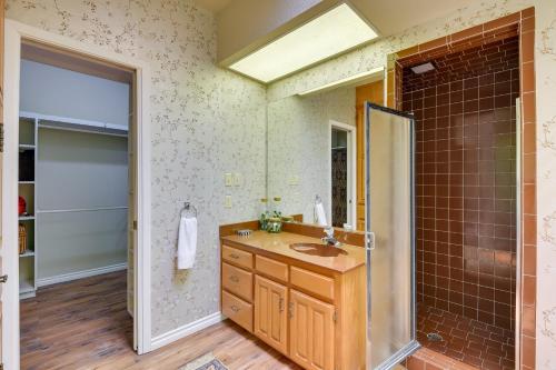 a bathroom with a sink and a shower at Serene Buffalo Gap Oasis on 4 Secluded Acres! in Abilene