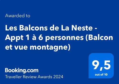 uno screenshot di un cellulare con le parole "las baboons de la neisse" di Les Balcons de La Neste - Appt 1 à 6 personnes (Balcon et vue montagne) ad Arreau