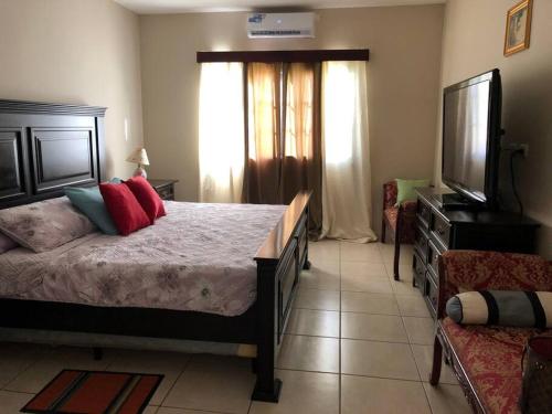 a bedroom with a bed and a flat screen tv at A little piece of paradise! in Juticalpa