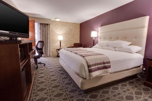 a hotel room with a large bed and a flat screen tv at Drury Plaza Hotel San Antonio Airport in San Antonio