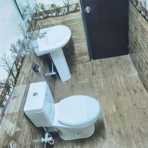 a bathroom with a toilet and a sink at City Paradise Dambulla in Dambulla