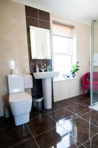a bathroom with a toilet and a sink at Apartments at Ballinsheen House & Gardens in Lisdoonvarna