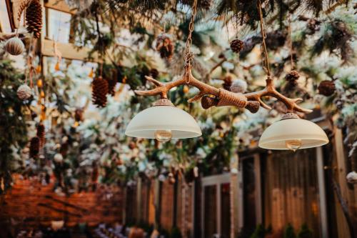 a group of lights hanging from a building at Vignette Collection Yours Truly DC by IHG in Washington