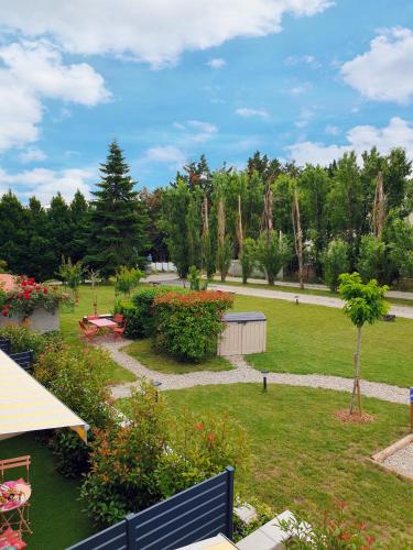 an aerial view of a garden with a park at Revigora in Vienne