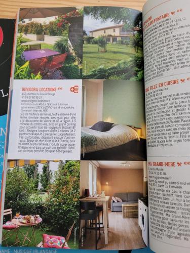 a page of a magazine with a bedroom and a house at Revigora in Vienne