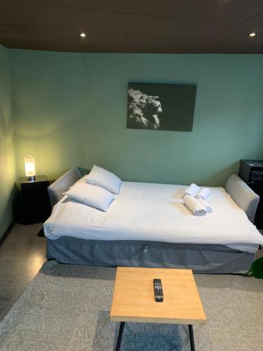 Postel nebo postele na pokoji v ubytování Froissart Loft et Studio