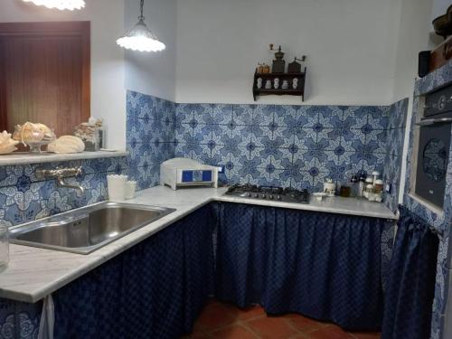 eine Küche mit einer Spüle und einer Arbeitsplatte in der Unterkunft Villa Maruzza (Sicilia Bedda) in Carini