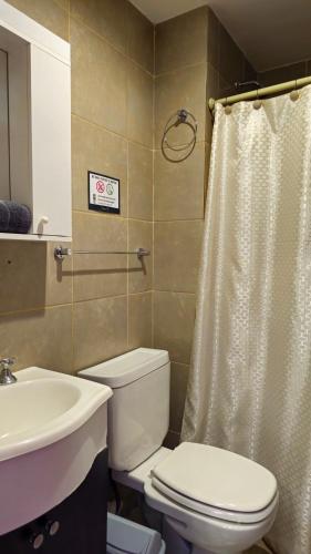 y baño con aseo y lavamanos. en Temporales Ushuaia - Magallanes L1 en Ushuaia