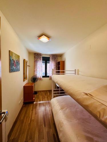 a bedroom with two beds and a window at Bonito Apartamento en Ainsa in Aínsa
