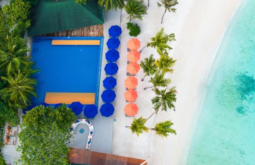 an aerial view of a resort with a swimming pool at OBLU NATURE Helengeli-All-Inclusive with free Transfers in North Male Atoll