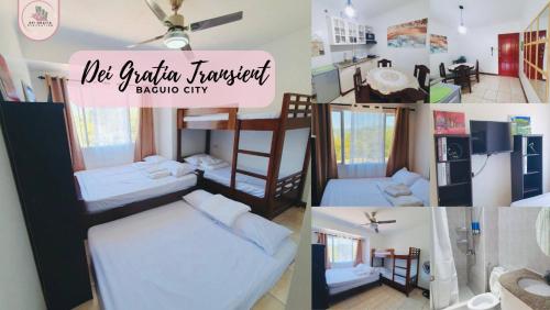 uma colagem de quatro fotos de um dormitório em BAGUIO ALBERGO HOTEL CONDO TRANSIENT by DEI GRATIA em Baguio