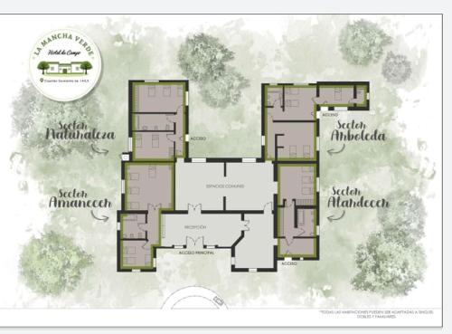 un plan d'étage d'une maison dans l'établissement La mancha verde casa de campo, à Capitán Sarmiento
