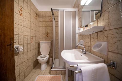 łazienka z toaletą i umywalką w obiekcie Zilli Rooms w mieście Lajen