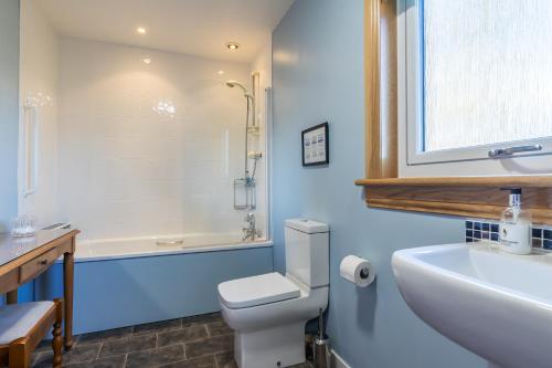 a bathroom with a white toilet and a sink at Crubenbeg Country House in Newtonmore