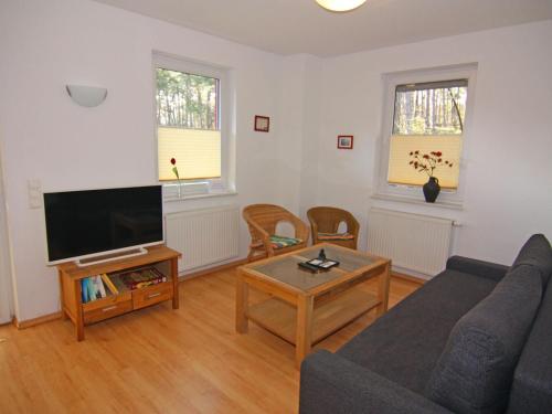 a living room with a couch and a tv at Apartment in Trassenheide for 4 Personen in Trassenheide