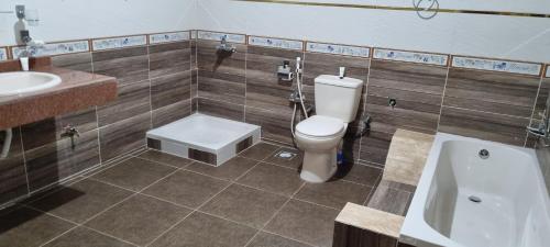 a bathroom with a toilet and a sink and a tub at DREAM ISLAND Hotel in Luxor