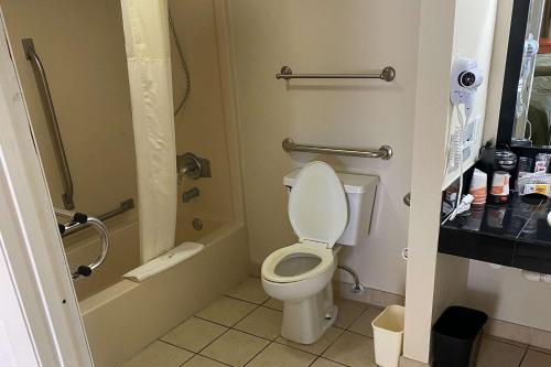 a bathroom with a toilet and a bath tub at Quality Inn near Manatee Springs State Park in Chiefland