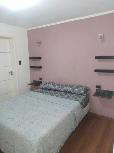 een slaapkamer met een bed in een kamer bij Departamento zona céntrica balcarce in Balcarce