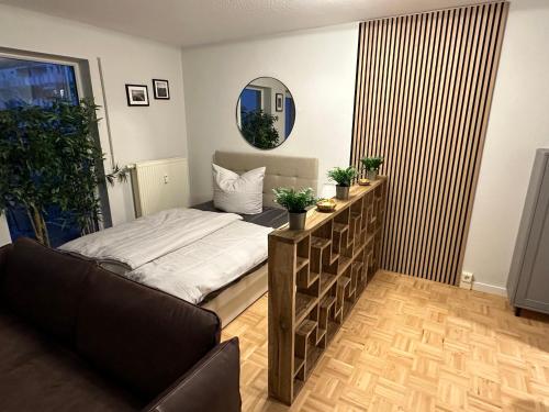 Llit o llits en una habitació de Wohnung im Zentrum der Dresdner Neustadt mit Außenstellplatz