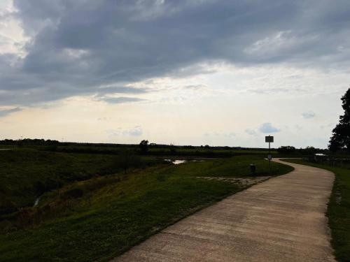 uma estrada de terra num campo com um céu nublado em Ferien/Monteurwohnung Hodenhagen em Hodenhagen