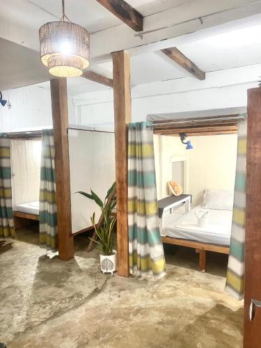 a bedroom with a bed and a potted plant at Wave retreat in General Luna