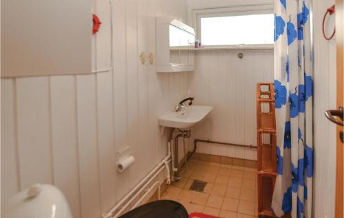 a bathroom with a sink and a toilet in it at Awesome Home In Svendborg With Kitchen in Thurø By