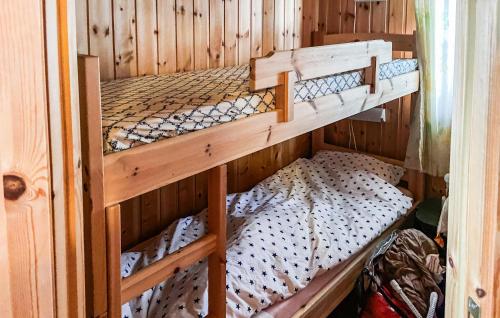 two bunk beds in a wooden cabin at Cozy Home In Rrvik With Wi-fi in Rørvik