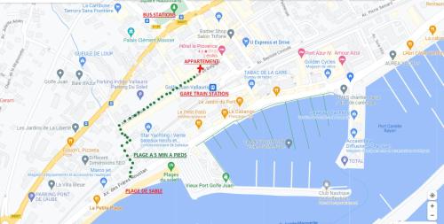 Un mapa de la ciudad de Londres con monumentos en Golfe Juan grand 2 pièces proche plage et Cannes, en Vallauris