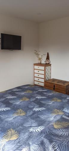 Un pat sau paturi într-o cameră la Appartement cosy au coeur du Mercantour