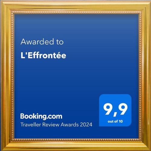 Certifikát, hodnocení, plakát nebo jiný dokument vystavený v ubytování L'Effrontée