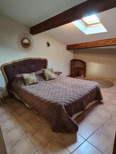 a bedroom with a large bed in a room at Maison Bergerie Glabanel in Lapalme