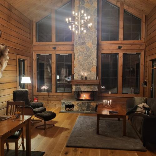Χώρος καθιστικού στο Idre Mountain Lodge with Sauna by Golf course