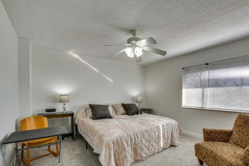 a bedroom with a bed and a ceiling fan at St Ann Townhome Less Than 1 Mi to International Airport! in Edmundson