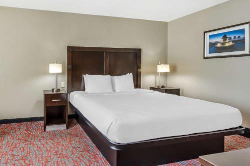 a large bed in a hotel room with two lamps at Best Western Airport Inn & Suites in Charleston