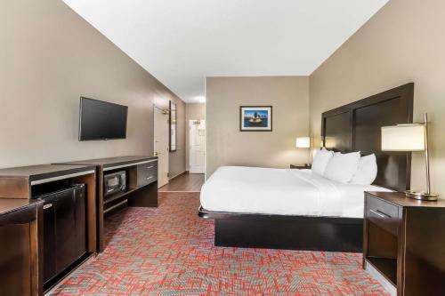a hotel room with a bed and a flat screen tv at Best Western Airport Inn & Suites in Charleston