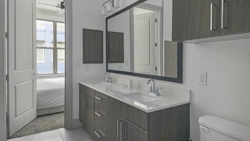 休斯頓的住宿－Landing - Modern Apartment with Amazing Amenities (ID1403X403)，一间带水槽和镜子的浴室