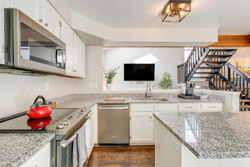 a kitchen with granite counter tops and a sink at 6 Mi to Dtwn Arvada Home with Hot Tub and Yard in Arvada