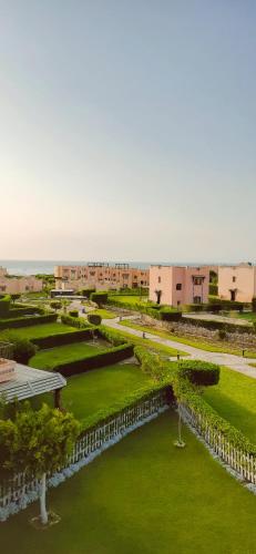 an aerial view of a campus with trees and buildings at La Hacienda Ras Sudr Two Bedroom Chalet Ras Matarma in Ras Sedr