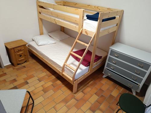 a bunk bed with a ladder in a room at La Mansio de Bons in Les Deux Alpes