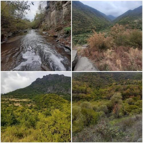 four different views of a river in four different pictures at Camping Three poplars by VL in Alaverdi