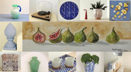 a collage of pictures of vases and ceramics at Gheba Suites in Sorrento