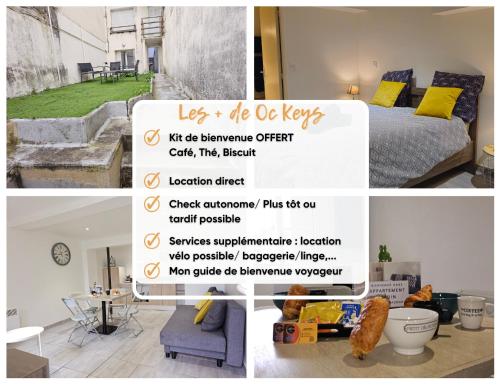 カステルノーダリにあるCastelnaudary - Appartement JARDINのベッドルーム1室(ベッド1台付)の写真と看板