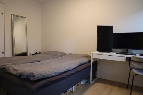 TV/trung tâm giải trí tại Modern apartment in Aarhus with free parking