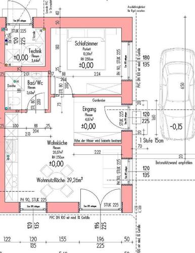 a floor plan of a house with drawings at Appartement Lärchenwald in Tauplitz