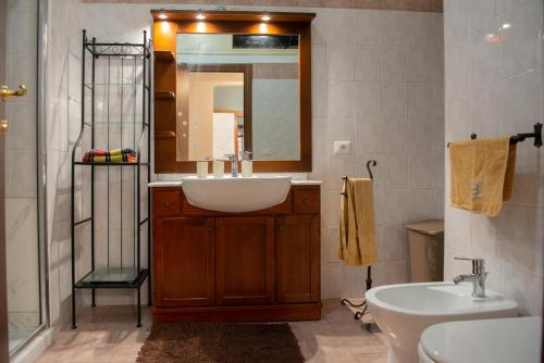 羅馬的住宿－Casa Paola，一间带水槽和镜子的浴室