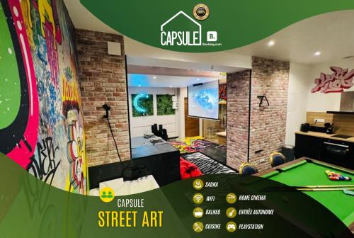 Capsule Street Art - Sauna- Jacuzzi - Playstation 5 - Billard - Netflix - Home cinéma - Terrasse