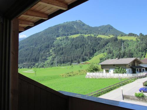 a view from the balcony of a house with a mountain at Apartment Birgit in Uderns