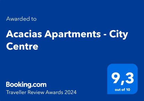 ein blaues Rechteck mit den Worten Acadias apartments city centre in der Unterkunft Acacias Apartments - City Centre in Madrid